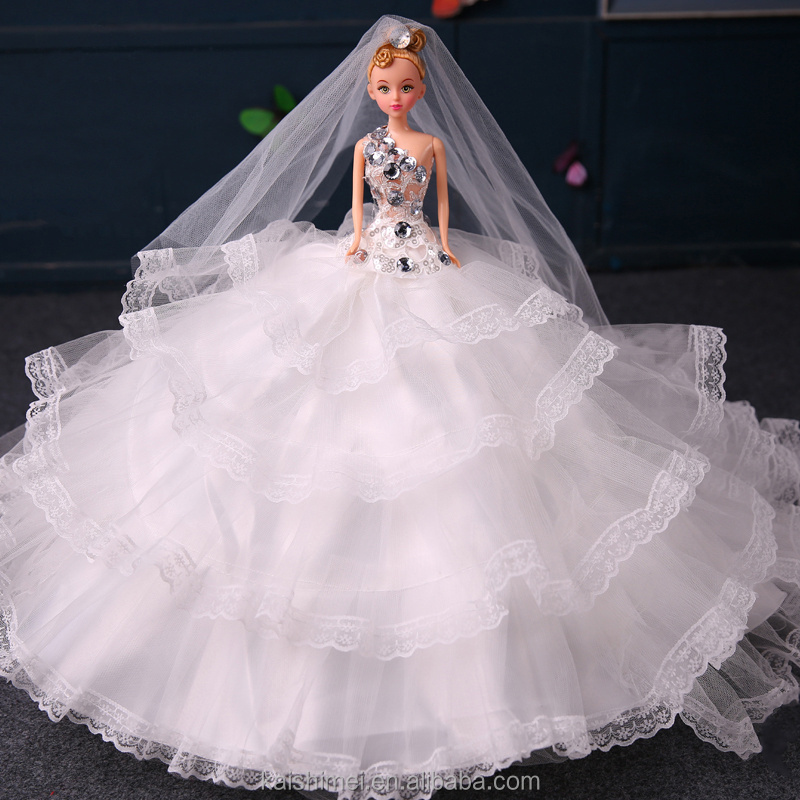 11 inch Plastic dolls with wedding dress ,girl toys