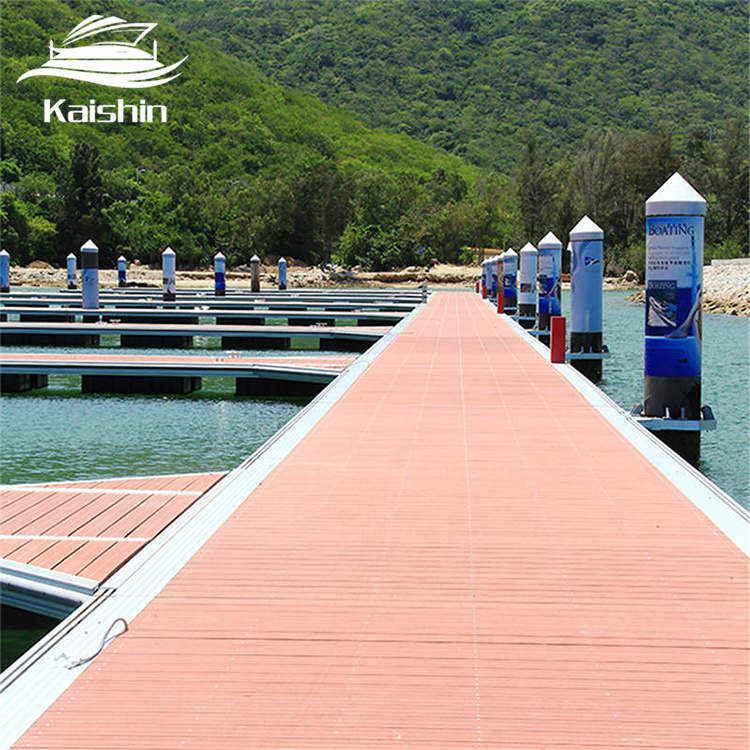 Floating Boat Durable Floating Marina Pontoon Walkway with Wood Decking Bridge Dock