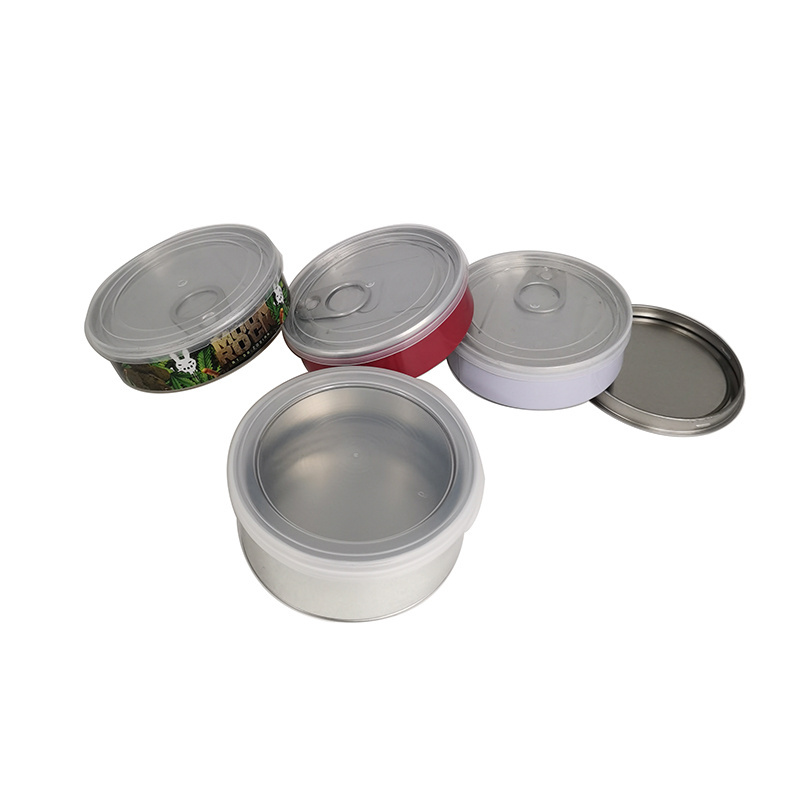 100ml 3.5g Silver Pressitin Tuna Tin Cans with Black Clear Plastic Lid Ready to Ship