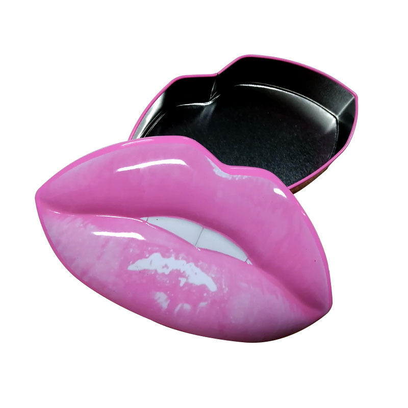 Customized Food Grade Lip Shape Packaging Tin Box For Cosmetic Lipstick