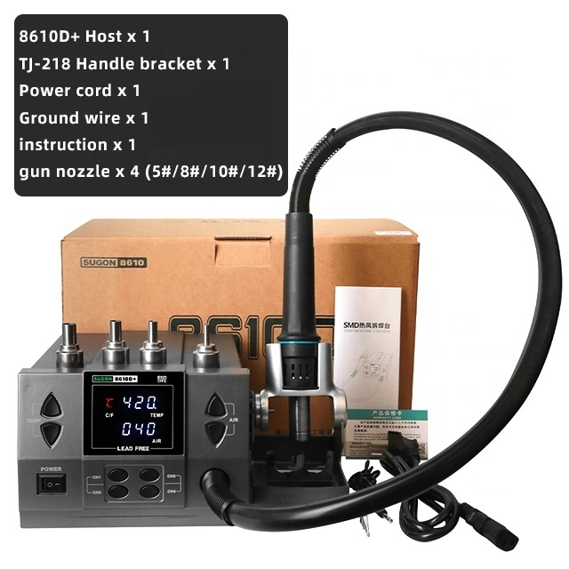 SUGON 8610D+hot air gun mobile phone repair BGA welding station adopts a new type of air duct with high efficiency heat transfer