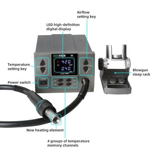 SUGON 8610D+hot air gun mobile phone repair BGA welding station adopts a new type of air duct with high efficiency heat transfer