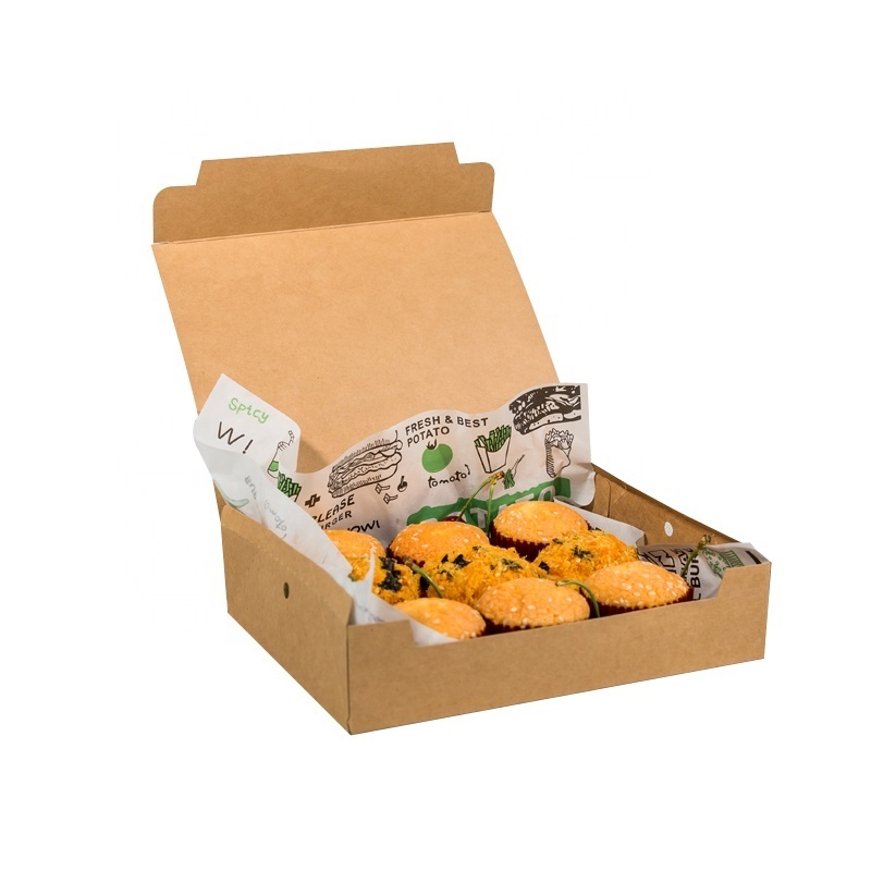 Printed Or Customized Takeout Popcorn French Fried Chicken Nesting Nuggets Wings Boxes Container Fast Food Packaging Disposable