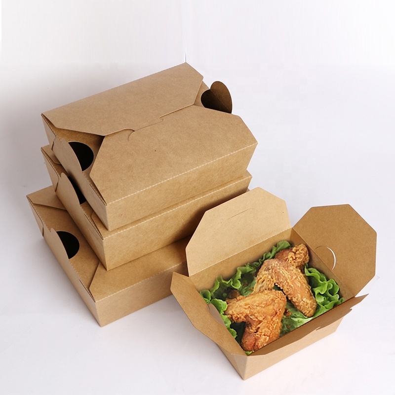 Printed Or Customized Takeout Popcorn French Fried Chicken Nesting Nuggets Wings Boxes Container Fast Food Packaging Disposable