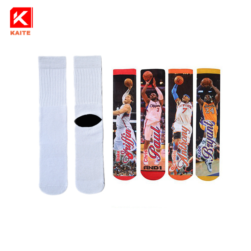 KT3-A665 wholesale white sublimation plain blank sublimation socks white