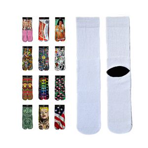 KT3-A665 wholesale white sublimation plain blank sublimation socks white