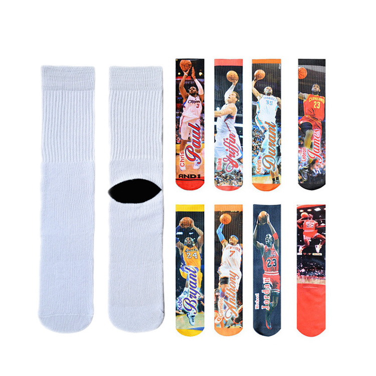 KT3-A665 wholesale white sublimation plain blank sublimation socks white