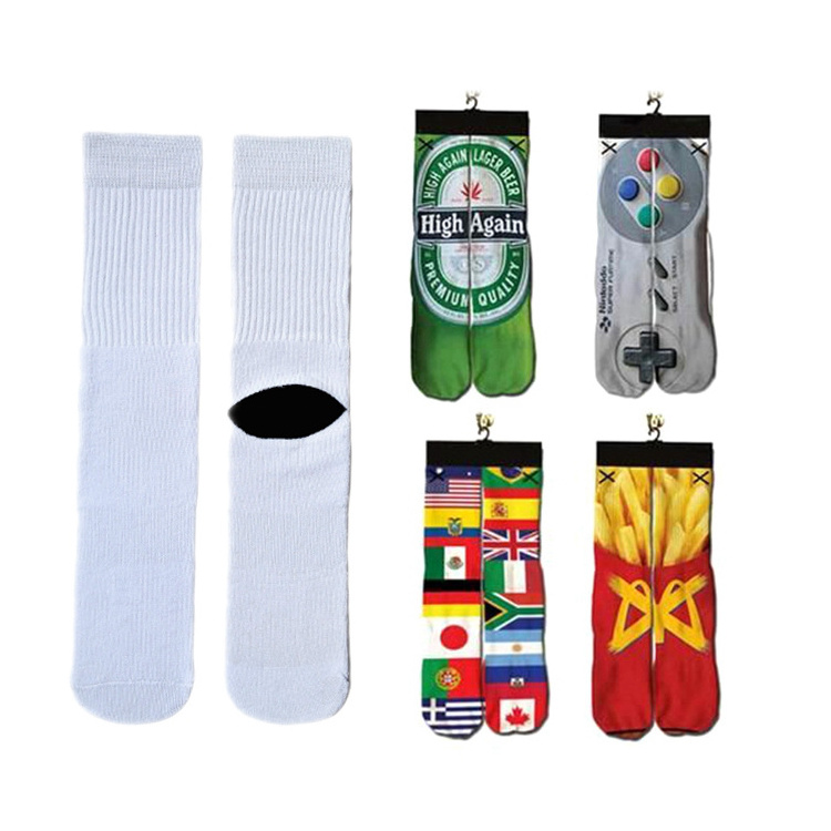 KT3-A665 wholesale white sublimation plain blank sublimation socks white