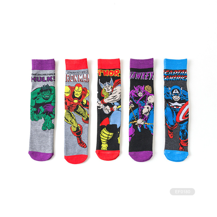 KT2- E0481 mens funny cartoon superhero socks men cartoons character socks