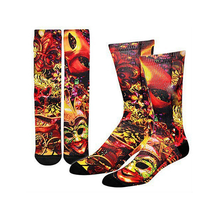 KT1-A651 photo sock cheap custom photo graphic full spray print socks printing cheap printed heat transfer socks