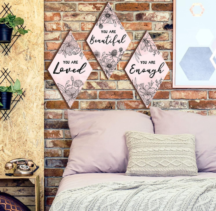 2024 Bedroom Decor Rustic Flower Art Bathroom Living Room Home Office Butterfly Wooden Farmhouse Decorations Wood Wall Hanging Signs