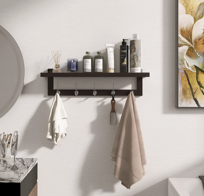 Bathroom Living Room Bedroom Entryway Hanging Shelf Mounted Factory Price Custom 5 Dual Wood Rack Wall Wooden Coat Hangers