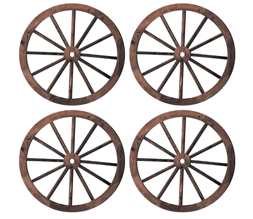 Wall Art Farmhouse Rustic Yard Wooden Hanging Decorative  Decor Wooden Wagon Wheel