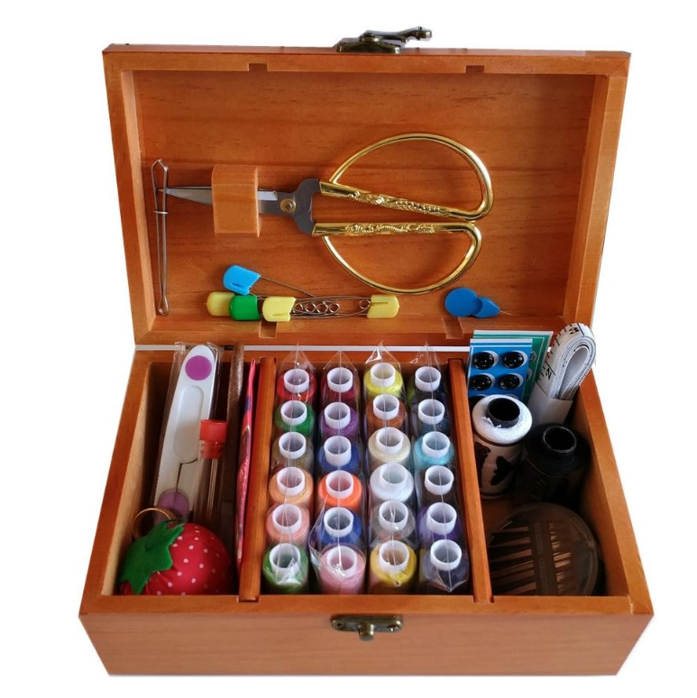 Factory offer OEM ODM 3 Tier Drawers Craft Tools Needles Crafting Hobby Storage Wooden Sewing Box Organizer for Sewing Supplies