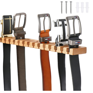 Closet 14 Belts Through Nails Rack Swivel Hook Tie Organizer Display Closet Door Pack Natrual Wooden Wall Mount Belt Hanger