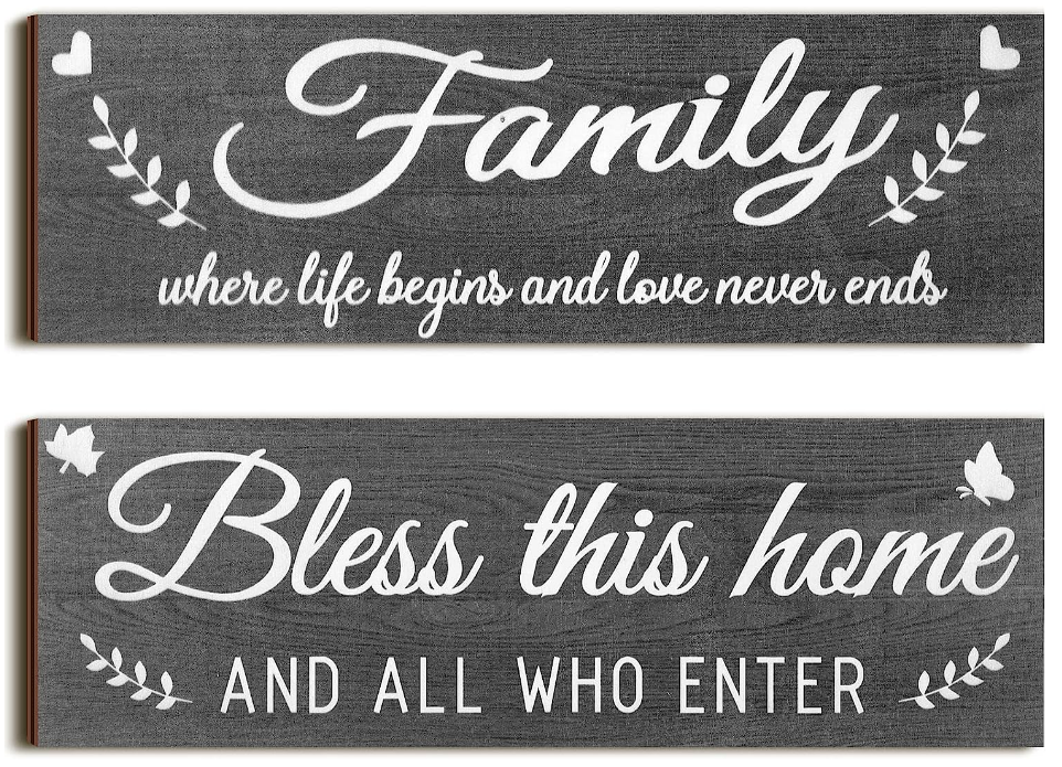 Rustic Bless Art Farmhouse Entryway Bedroom Living Room Office Home Brown Wooden Family Decoration Board Wood Signs Home Decor