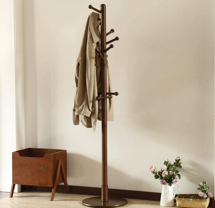 2024 New design Hat Purse Scarves Handbags Umbrella Clothes hanger Tree Sturdy Wooden Coat Rack Stand