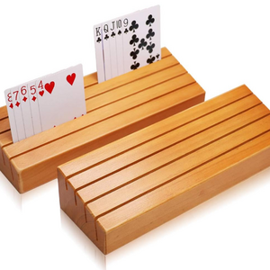 Kids Seniors Adults Extended Versions Long Enough Bridge Tray Canasta Strategy Wood Rack Organizer Wooden Playing Card Holder