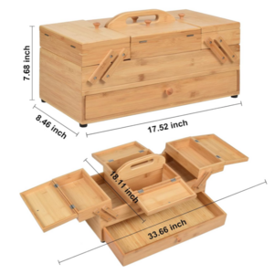 Factory offer OEM ODM 3 Tier Drawers Craft Tools Needles Crafting Hobby Storage Wooden Sewing Box Organizer for Sewing Supplies