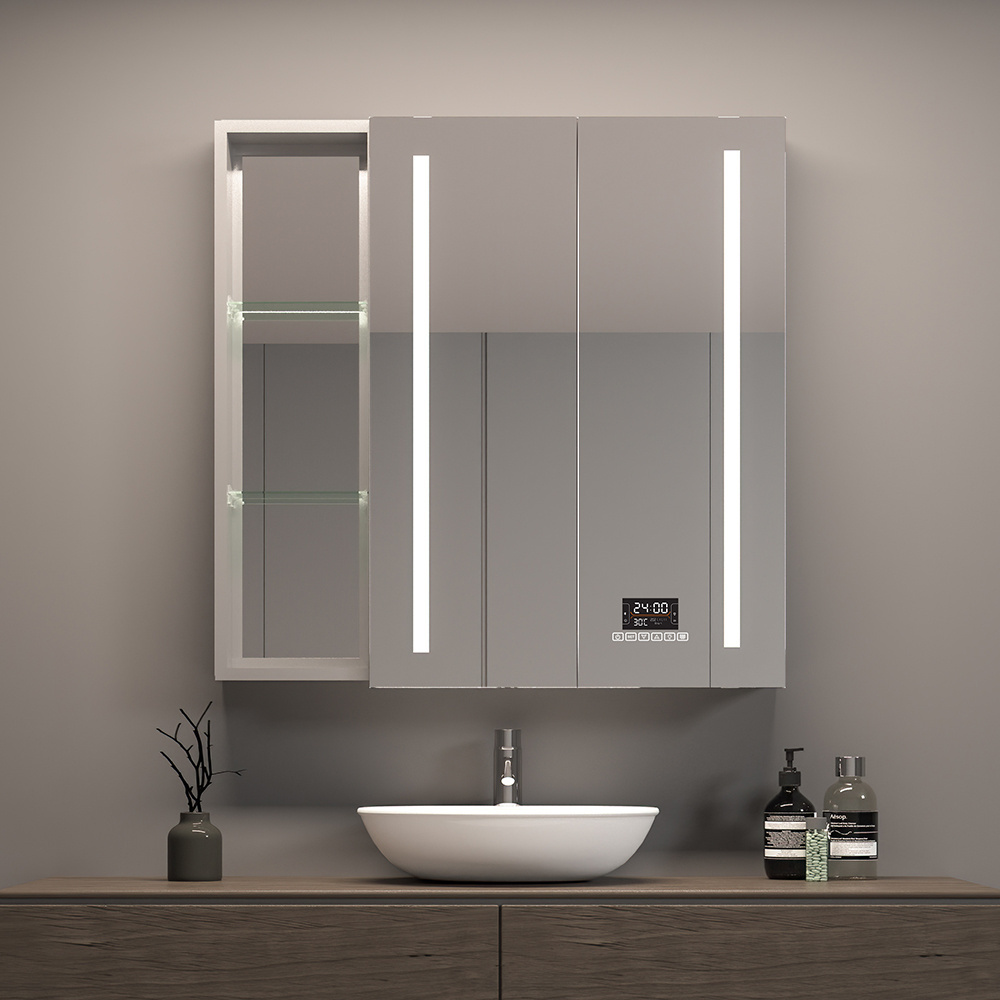 Modern Bathroom Wall Mounted speaker touch switch LED Lighted Mirror Medicine Cabinet  Smart  Mirror Cabinet