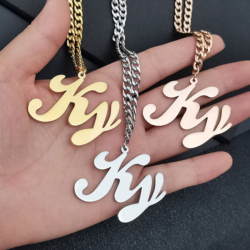 Customised Jewelry Personalized Made 18k Gold Plate Nameplate Necklace Custom Stainless Steel Fashion Name Necklace