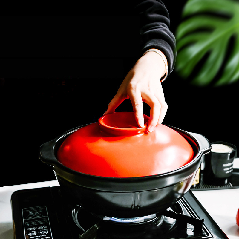 Kitchen Heat Resistant Non Stick 3.5L 4L 6L Round Stew Stock Cookware Porcelain Casserole Ceramic Soup Stock Cooking Pot