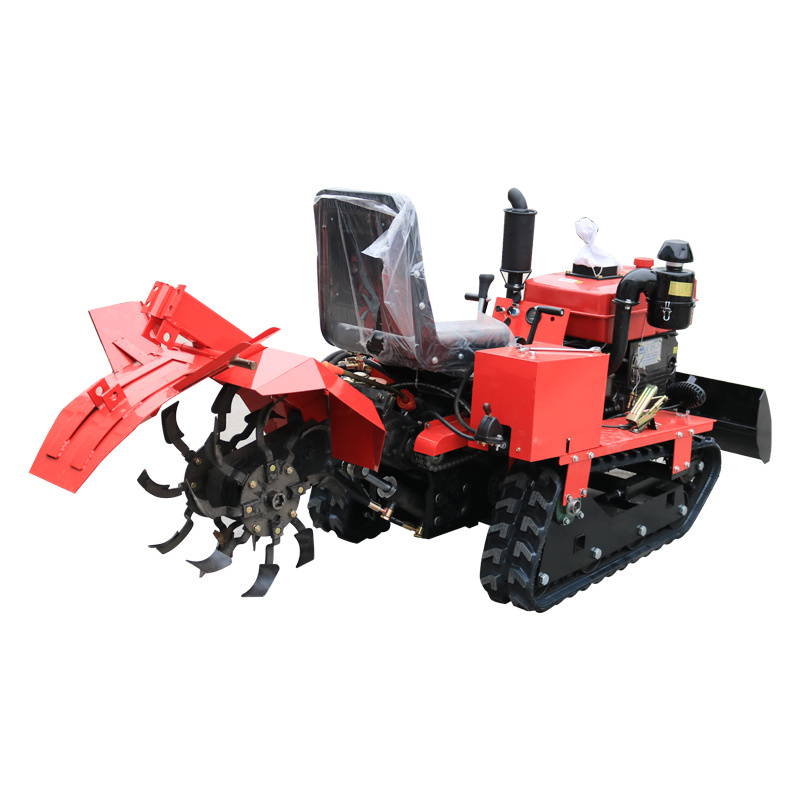 Crawler rotary tiller multi-functional agricultural tillers with tracks high-horsepower tractor tilling ditch orchard