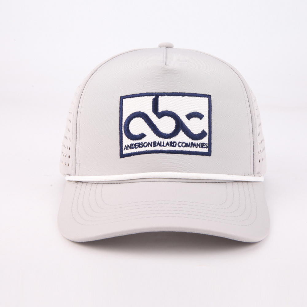 Custom 5 Panel Embroidery Logo f Laser Cut Hole Perforated Dad Gorras Golf Sports Cap,Curved Brim Polyester Baseball Rope Hat