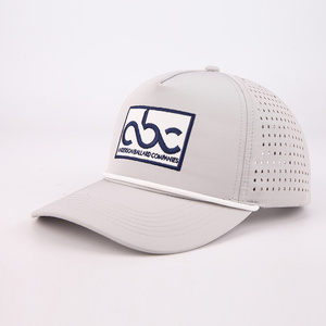 Custom 5 Panel Embroidery Logo f Laser Cut Hole Perforated Dad Gorras Golf Sports Cap,Curved Brim Polyester Baseball Rope Hat