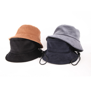 custom made black men corduroy embroidery bucket hat with string boonie hat