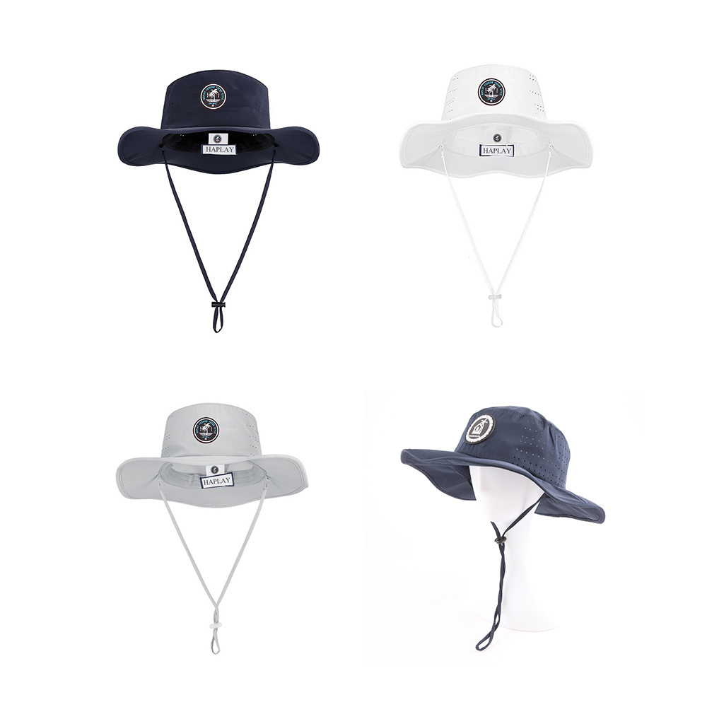 wholesale wide brim boonie fishing hat embroidery logo custom bucket hat with string