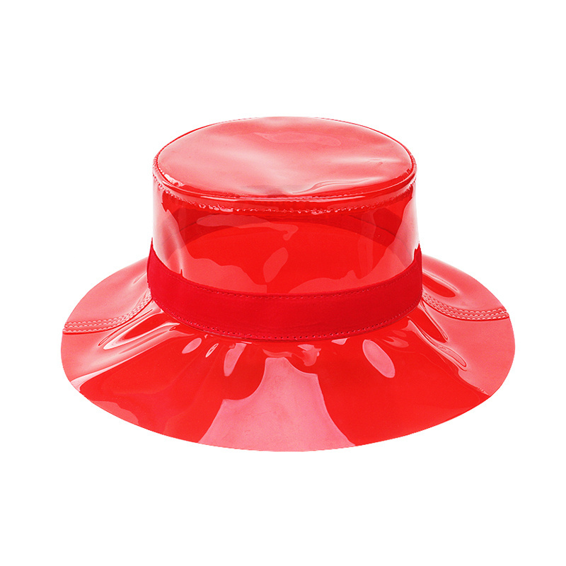 custom fashion plastic  foldable waterproof pvc rain bucket hat