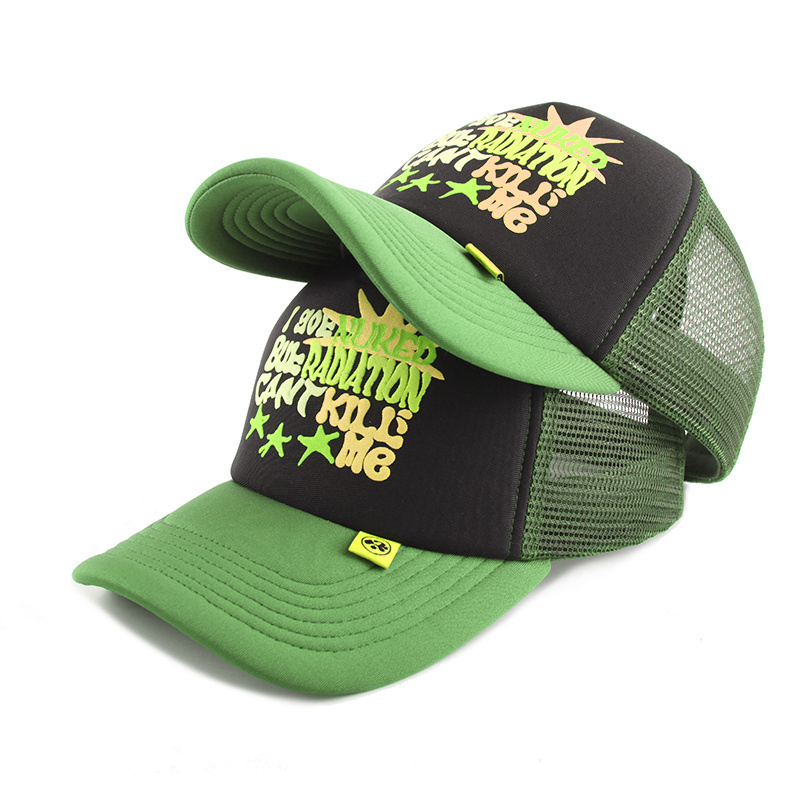 Custom Printed Logo 100 Polyester Truck Mesh Cap 3d Puff Print  Foam Trucker Hat