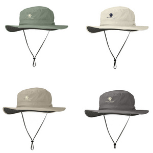 wholesale wide brim boonie fishing hat custom nylon hiking safari bucket hat with string