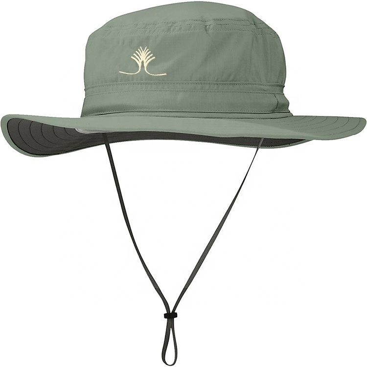 wholesale wide brim boonie fishing hat custom nylon hiking safari bucket hat with string