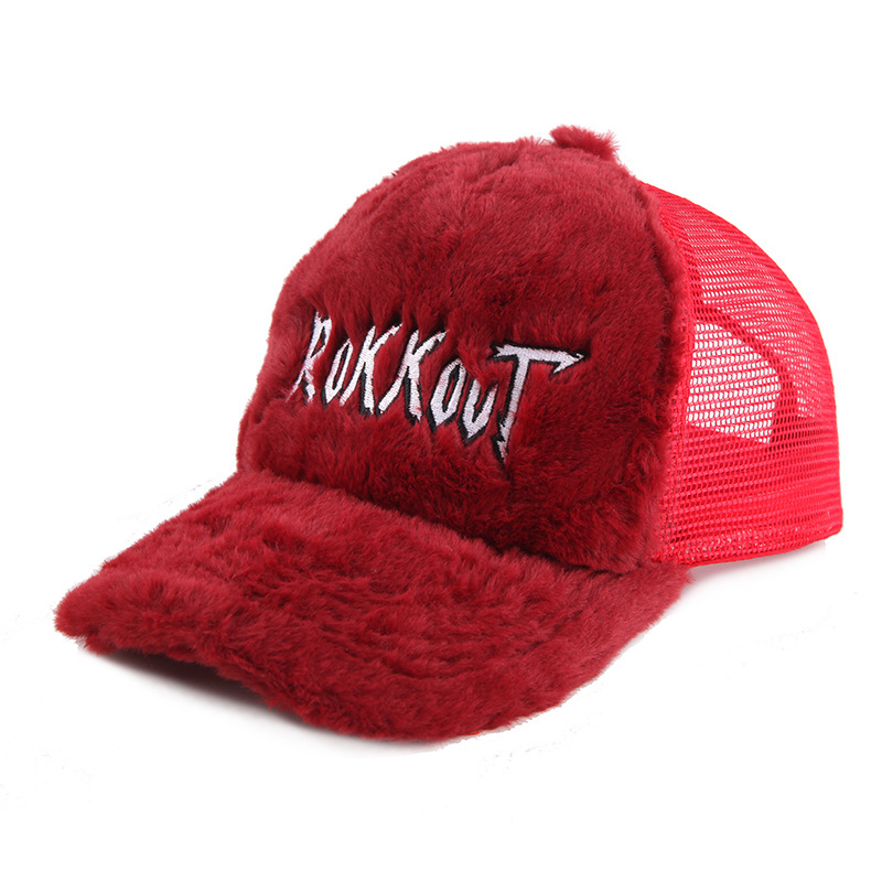 Wholesale Fluffy Furry Trucker Cap Fuzzy Fur Baseball Cap Mesh Trucker Hat Custom Logo