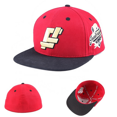 High quality 6 panel 3D embroidery flat brim two tone basketball fitted cap custom snapback caps hats men