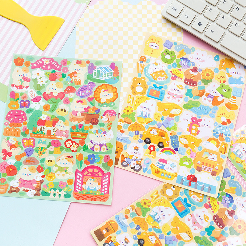 Best Friend Party Stickers 2pcs Cartoon Animals Glitter diy Handbook Material Guka Collage 6 Styles Available