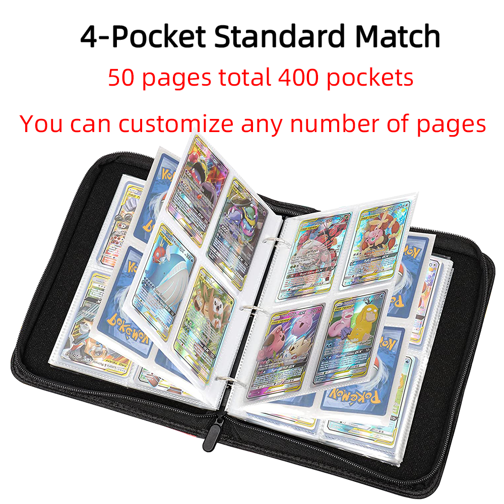 Trading Card Binder for Pokemon Baseball Basketball Football Game Cards 4&9 Pocket Business Card Holder with Sleeves