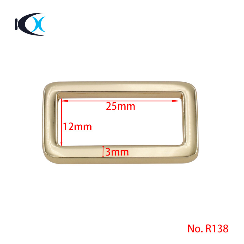 Solid Brass Bag Hardware 25mm Bag Square Buckle Metal Square Ring For Briefcase