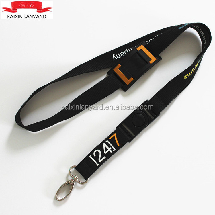 Promotional custom logo silkscreen printing business id card neck lanyard with PVC parts