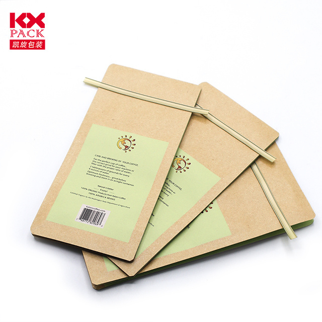 Custom 500g Kraft Paper Coffee Pouch Eight Side Seal Coffee Bean Packaging Bags with Valve And Tin Tie flat bottom coffee bag