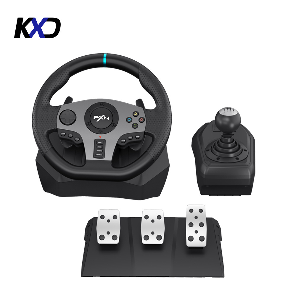 PXN-V9 game steering wheel compatible with P3/P4/switch/x-boxone with built-in dual motors