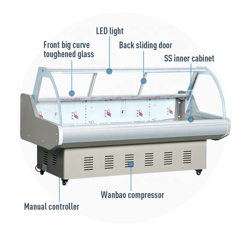 Deli refrigerated display case meat showcase refrigerator for sale