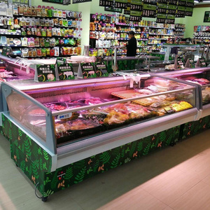 Commercial Open Counter Top Serve Over Used Deli Fish Cold Food Fresh Meat Display Refrigerator Showcase Cooler Chiller