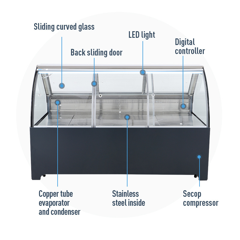 Meat Showcase Cooler Refrigeration Units Deli Refrigerated Display Case