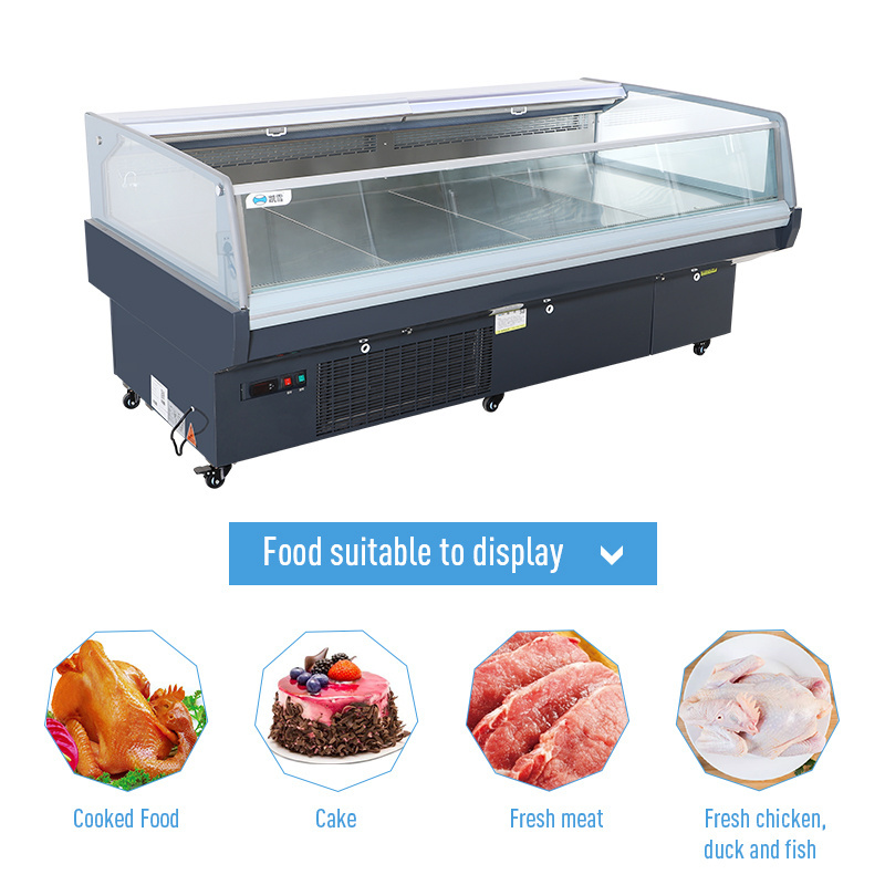 Commercial Open Counter Top Serve Over Used Deli Fish Cold Food Fresh Meat Display Refrigerator Showcase Cooler Chiller