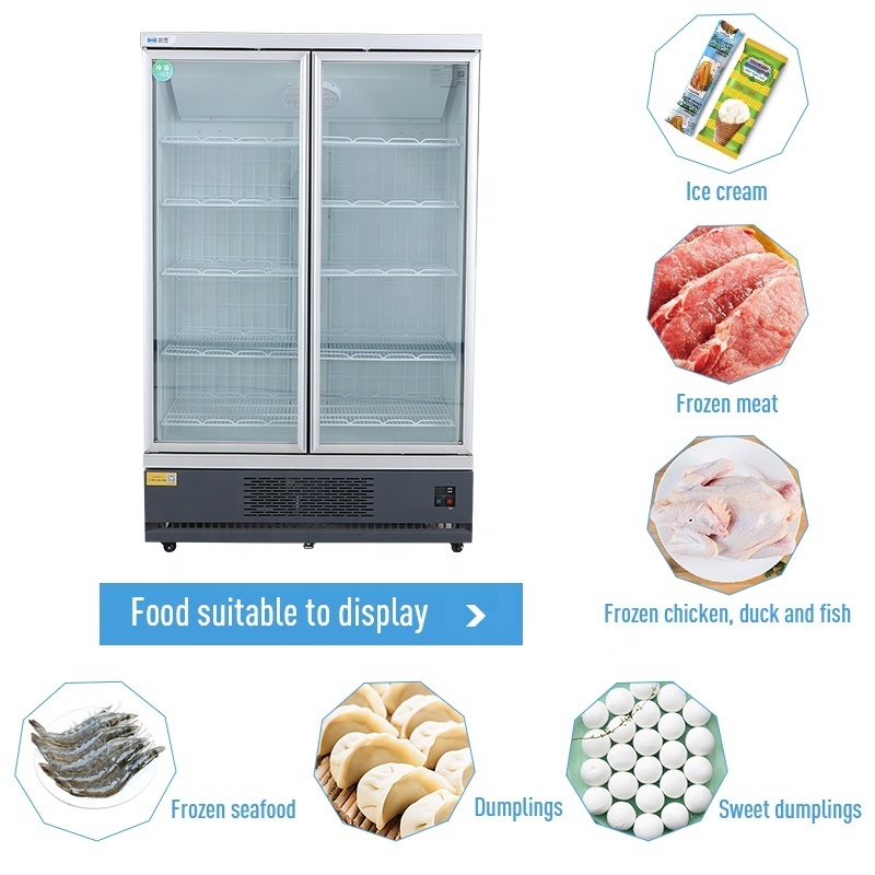 Supermarket multi sliding glass door upright commercial freezer