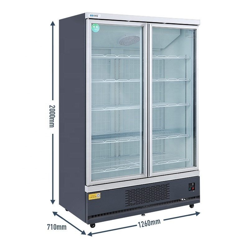 Supermarket multi sliding glass door upright commercial freezer