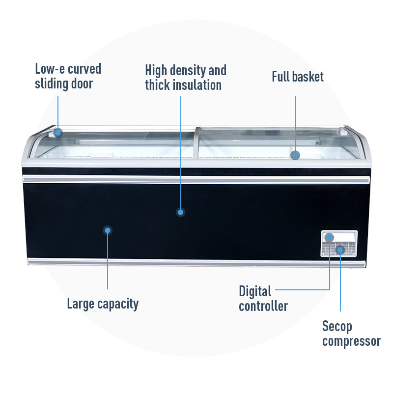 Wholesale Supermarket Commercial Chest Island Freezer Top Open Fridge